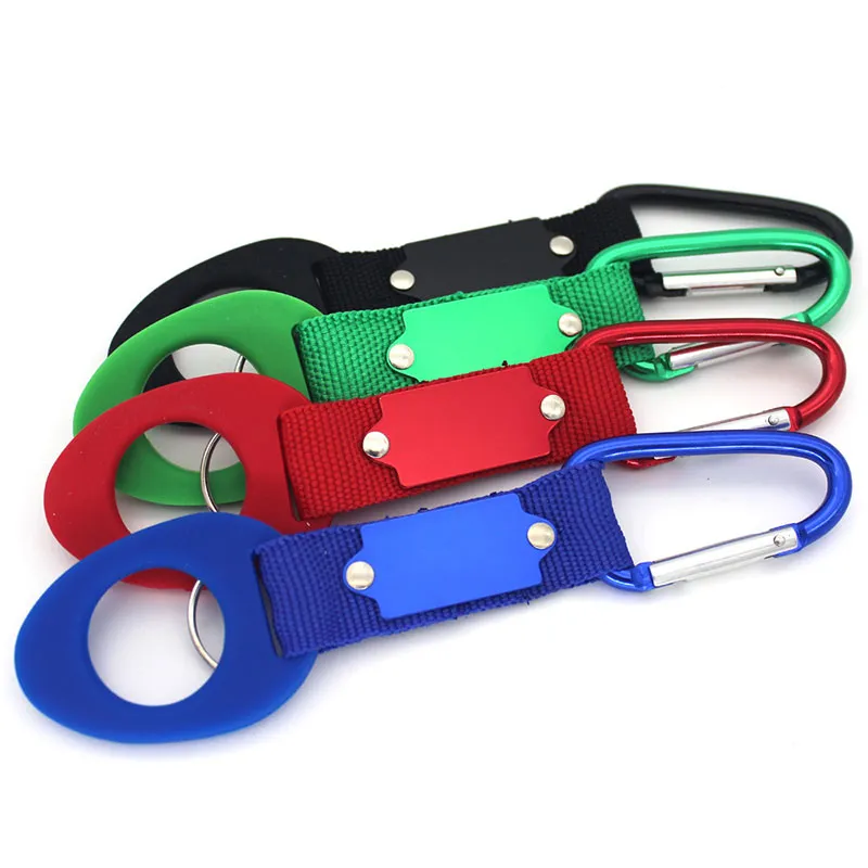 Water Bottle Clip Buckle Hook Hanger Clasp Rubber High Elasticity Solidly Camping Hiking Traveling Carabiner Multicolor HZ0027