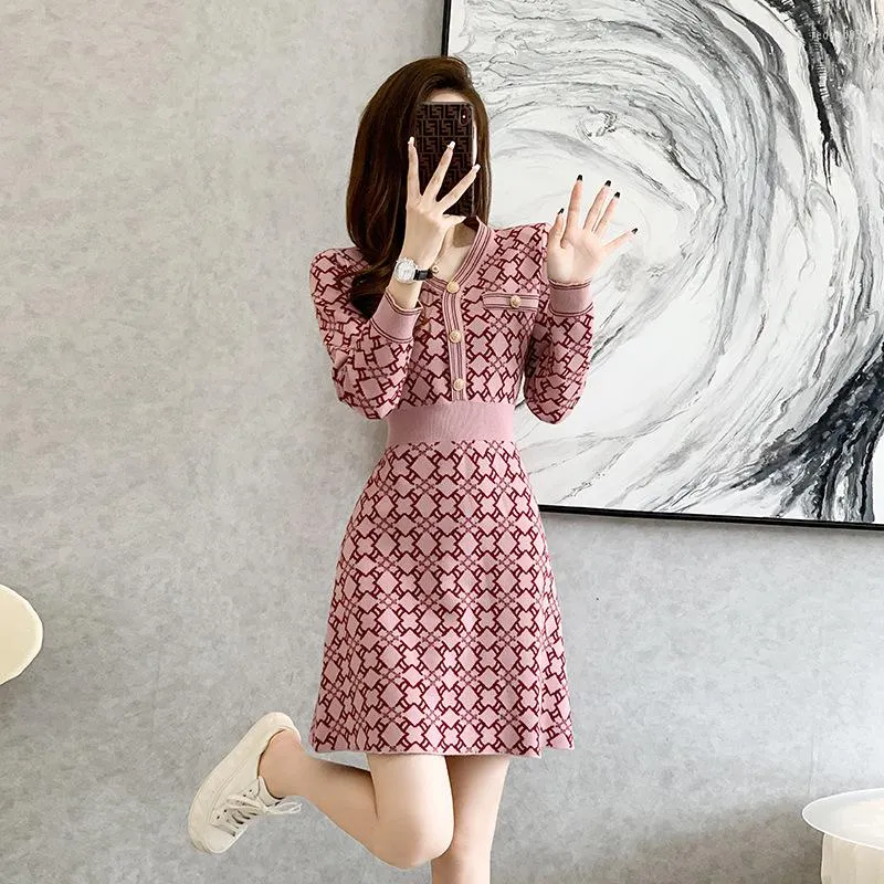 Casual knit dresses with sleeves cheap
