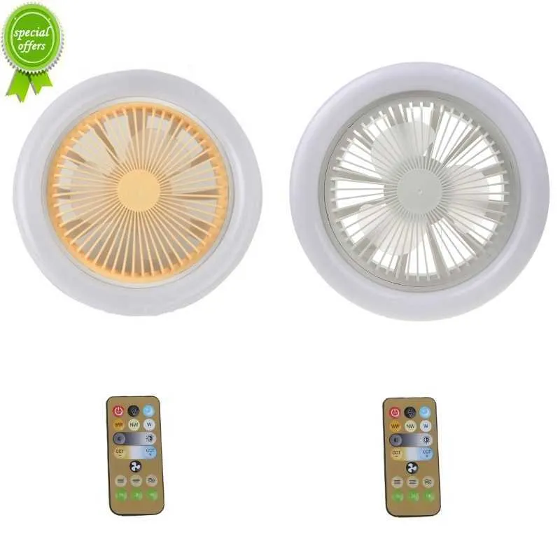 New A6HB Ceiling Fans with LED Light 3-Blade Smart E27 Lamp Head Fan Lamp with B22 to E27 Adapter for Bedroom Office AC 86V-265V