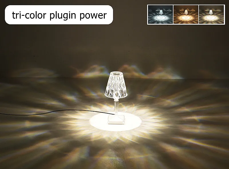 Lampe de table en cristal à contrôle tactile, lampe de chevet en diamant à  changement de couleur 16