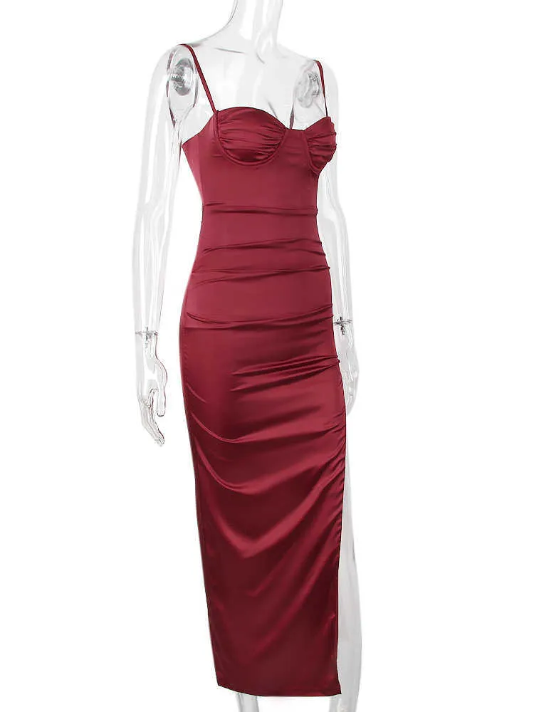 Elegant Spaghetti Strap Stretch Satin Maxi Dress With Sexy Thigh Split,  Underwired Padded Cups, And Celebrity Evening Gown Style from Dhgate Basic  & Casual Dresses - price 27.64