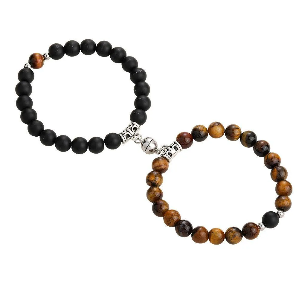 2pcs/conjunto de atração magnética Bola de pulseiras criativas de casal Bracelet Bracelet Tiger Stoy Stone Jewelry Gret Drop Deliver DHL04