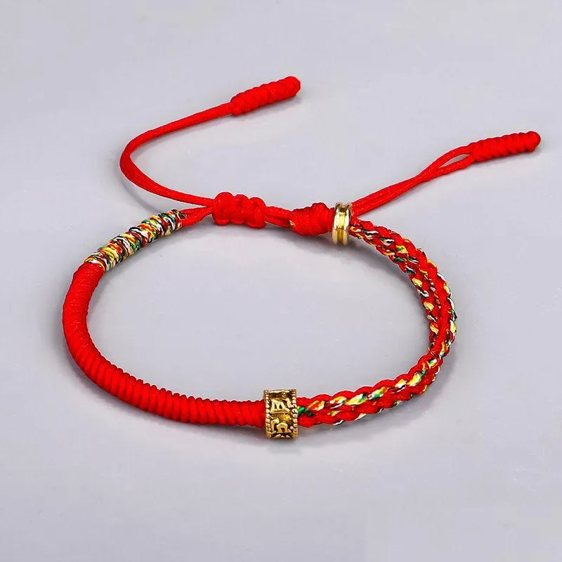 Braccialetti con ciondoli buddista tibetano fatto a mano con nodo corda a sei caratteri Mantra braccialetto intrecciato per gioielli da donna consegna goccia Dhmia