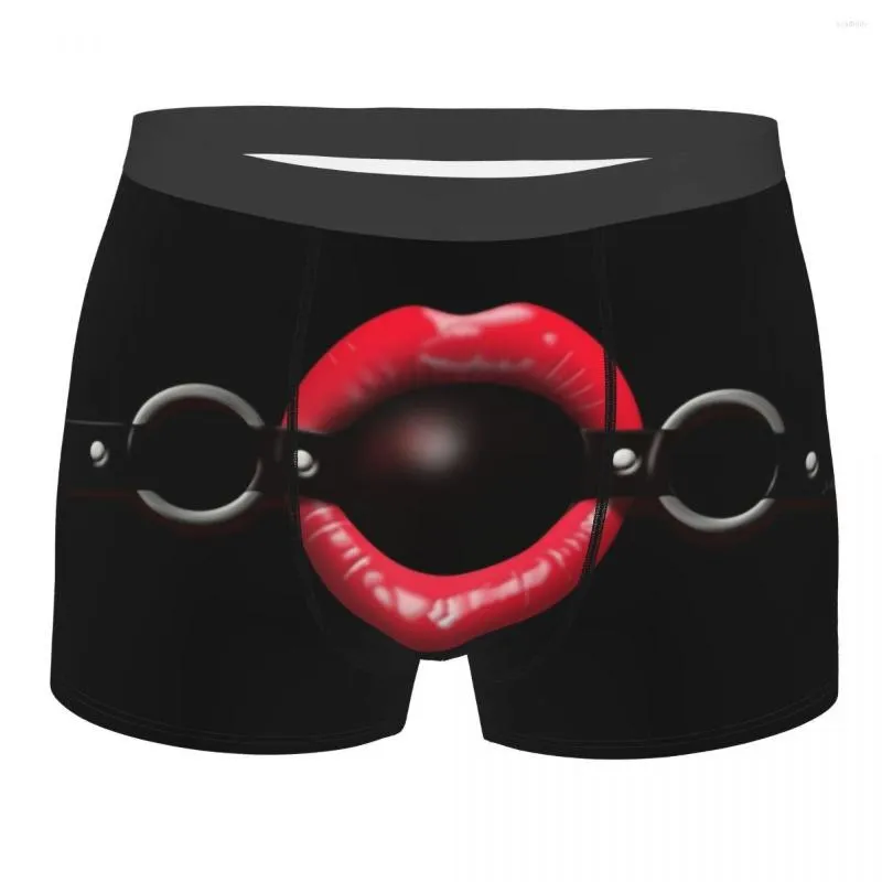 Caleçon personnalisé noir Gag Ball sous-vêtements hommes Stretch BDSM Kink Sex Play Boxer slips Shorts culotte douce pour homme