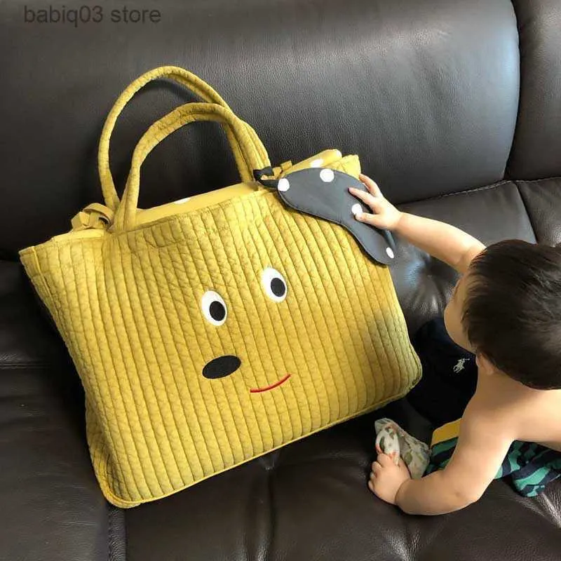 Borse per pannolini Borse per pannolini per bambini Borsa di stoccaggio ad alta capacità in cotone Borsa da viaggio coreana Borse per mamma infantile moda T230526