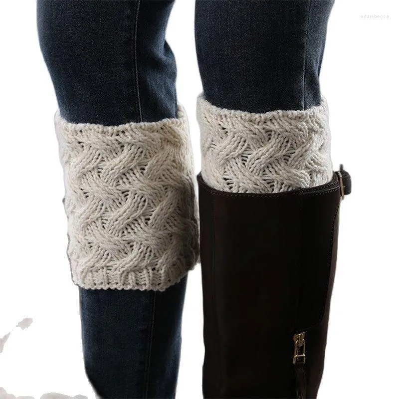 Women Socks Knitted Handmade Stick Needle Wind Boot Cuff Short Thick Thickened Bamboo Flower Christmas Cover