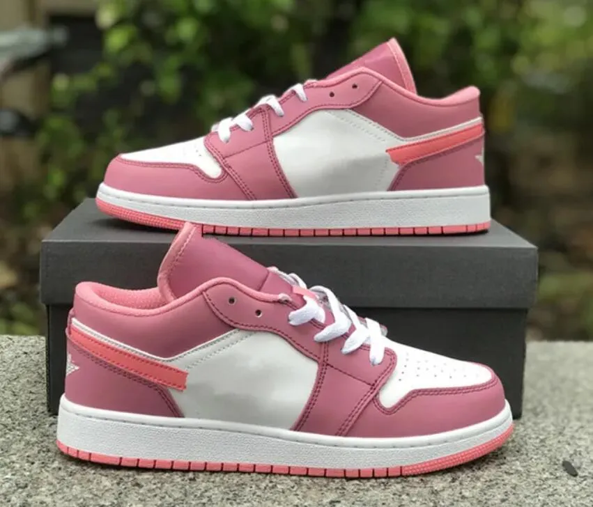 Air Basketball Shoes Jumpman 1 Low GS Desert Berry Coral Chalk