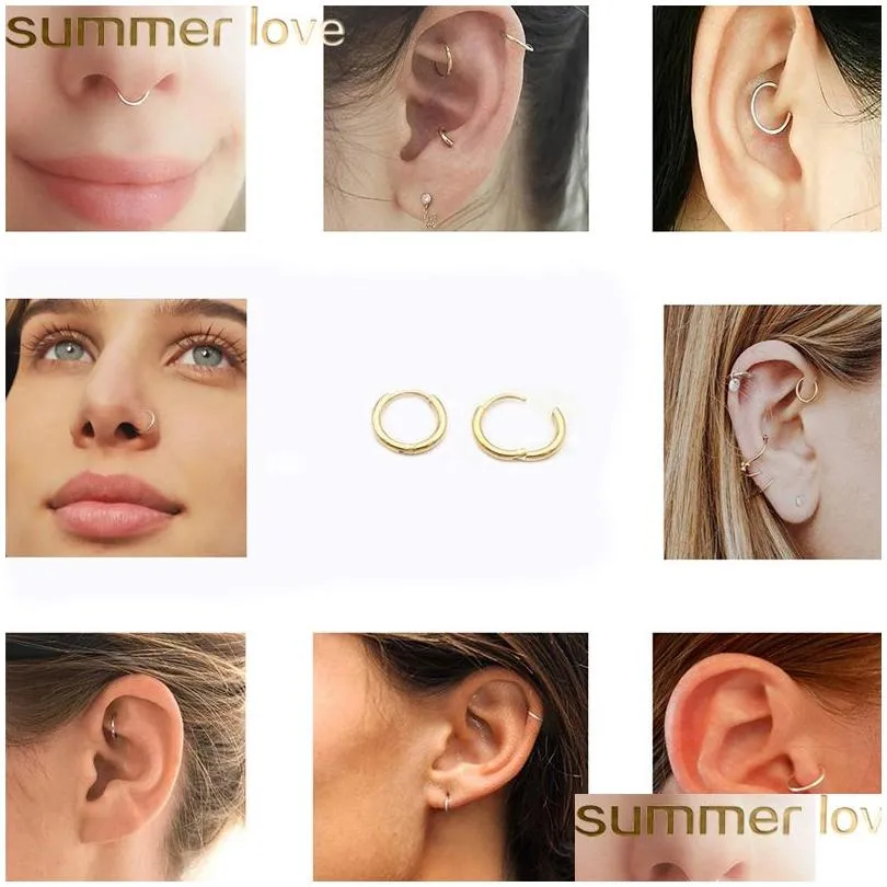 Hoop Huggie 21Mm15Mm Small Earring 316L Stainless Steel Sier Gold Fashion Punk Style Ear Loop Smooth Circle For Women Girls Drop D Dhijh