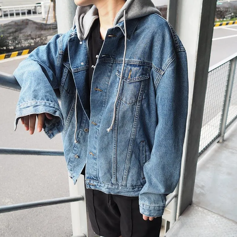 Men's Jackets Wholesale 2023 Fashion Street Casual Teenagers Denim Jacket Male Korean Trendy Harajuku Couple Hip Hop Hood Coat