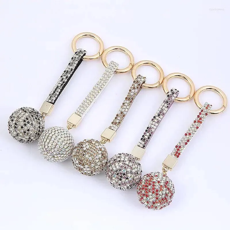 Porte-clés Strass Strass Haute Qualité Bracelet En Cuir Boule De Cristal De Voiture Porte-clés Charme Pendentif Porte-clés Pour Les Femmes