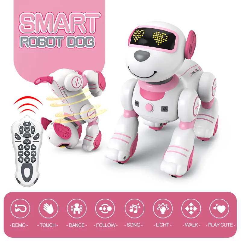 Électrique/RC Animaux Drôle RC Robot Électronique Chien Stunt Chien Commande Vocale Programmable Tactile Musique Chanson Robot Chien Jouets pour Filles Enfants 230525