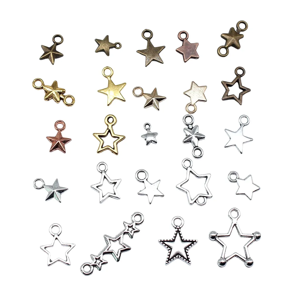 40 pièces breloques étoile pendentif fait main faisant ajustement Vintage tibétain couleur argent Antique Bronze plaqué bricolage pour Bracelet collier