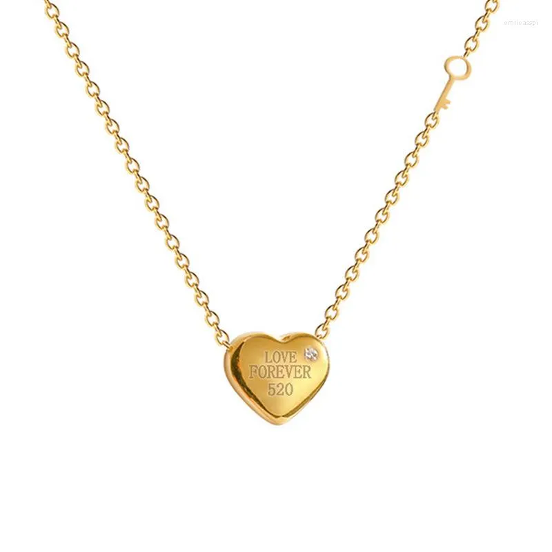 Collane con ciondolo Chiave I Forever Love Heart 520 Collana con catena in zircone Agile Festa della mamma Donna Matrimonio Amico di famiglia Gioielli