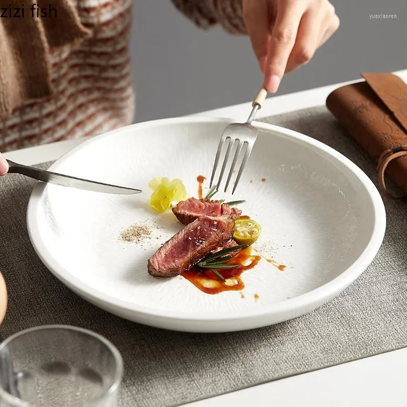 Plates Creative Ceramic Dinner Plate Pastar Steak Cooking Dish El Restaurang Solid Color Special Tabell Provy Snack Dessert Tray