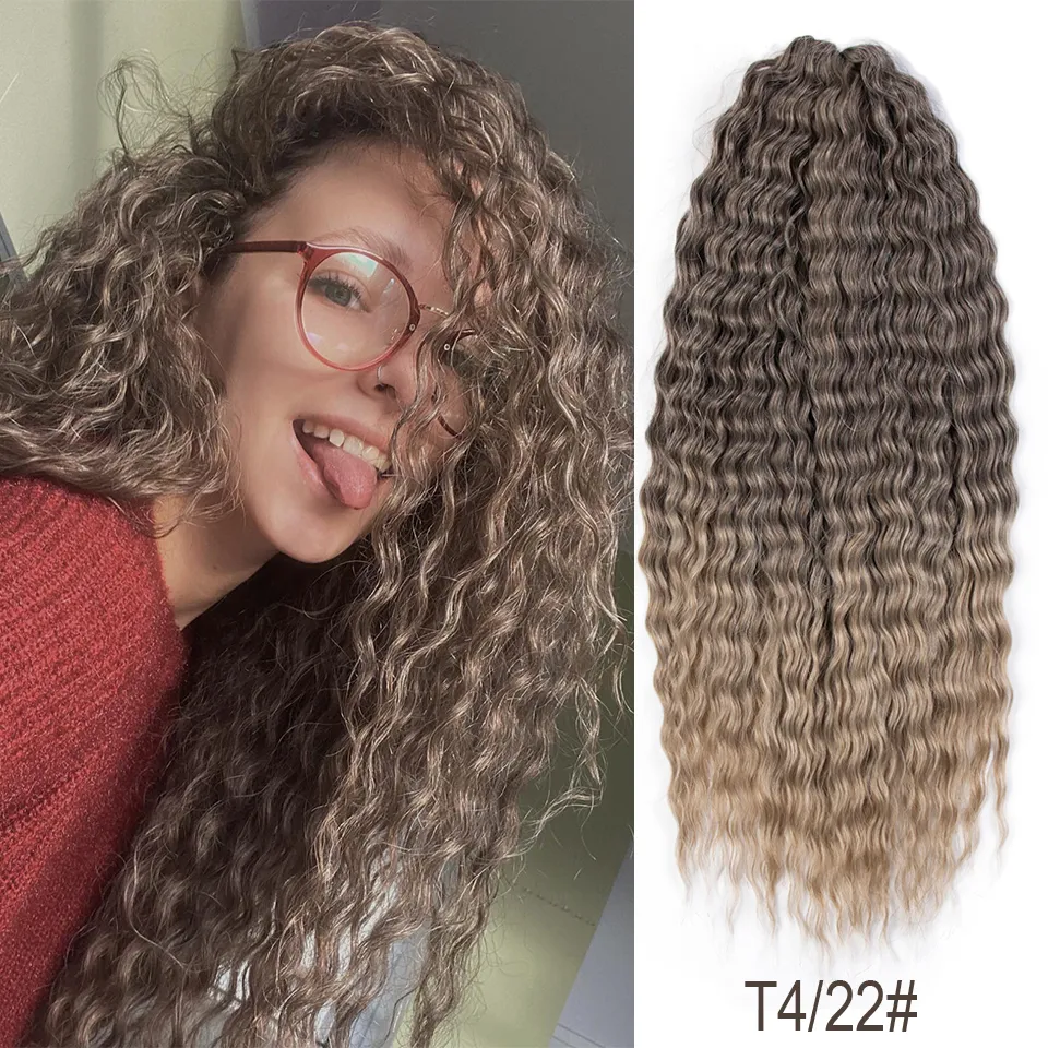 Hair Bulks Curl Water Water Twist Crochet ombre loira de 25 polegadas Brança sintética Braidia profunda 230525