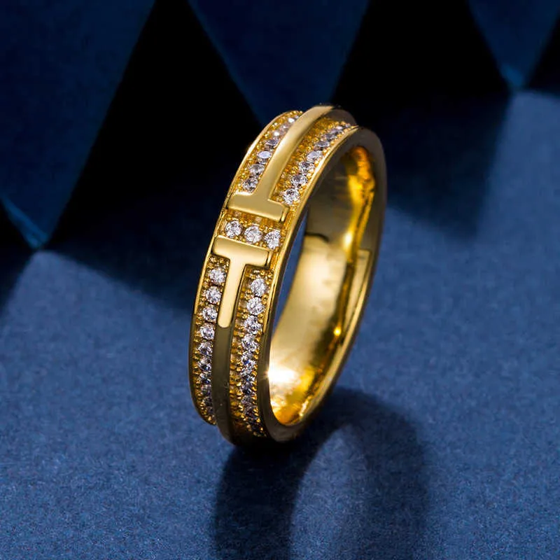 Designer V Gold Tiffany Double Ring Company With 18k Plated