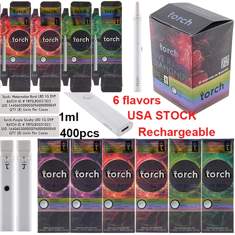 USA STOCK Torch Disposable Vape Pen Packaging Empty 1ml Thick Oil Carts