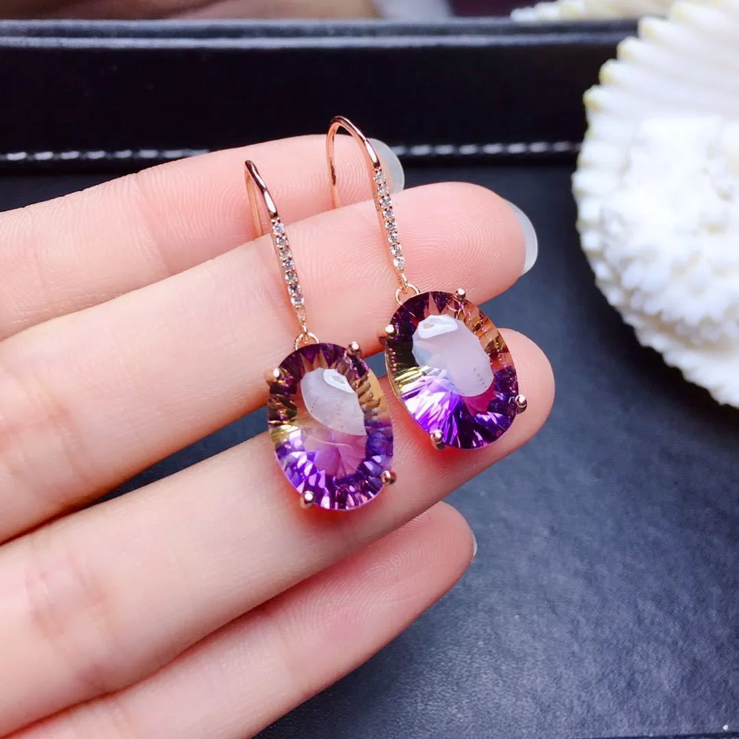 BABYLLNT Neue 925 Sterling Silber Bunte Edelstein Amethyst 18k Gold Ohrringe Für Frauen Hochzeit Verlobung Charme Schmuck Geschenk