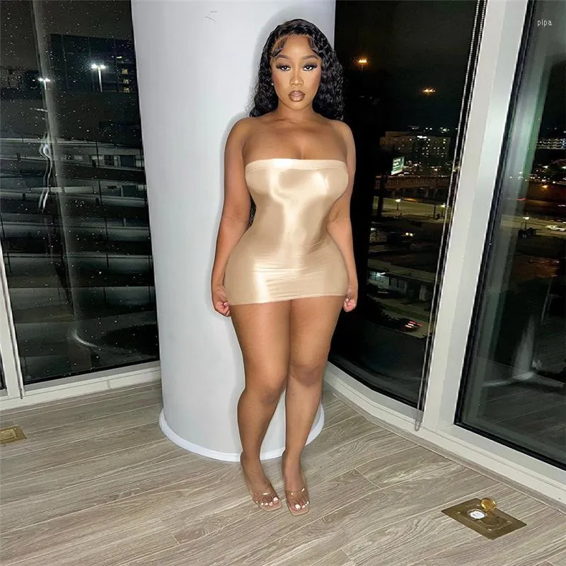 Silky Strapless Bodycon Mini Dress For Women Summer Sexy
