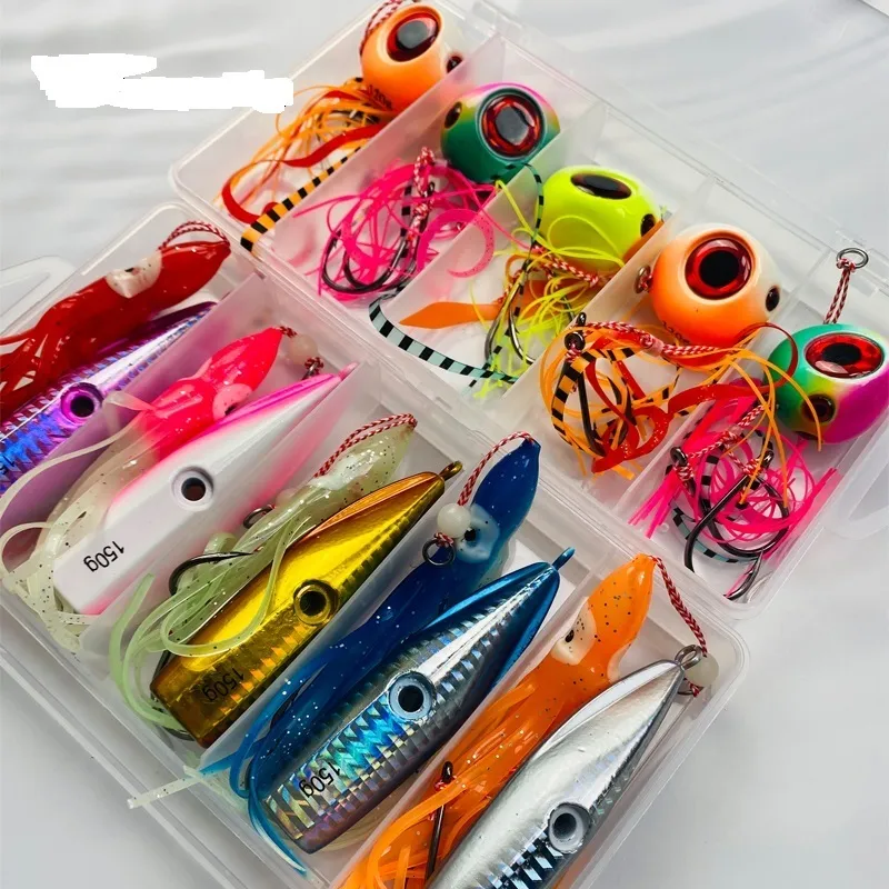 Baits Lures Inchiku Jigging Lures Sliding kabura 5pcs box 150g 120g 100g 80g 60g 40g Slider Snapper/Sea orata Jig head con BKK assist hook 230525