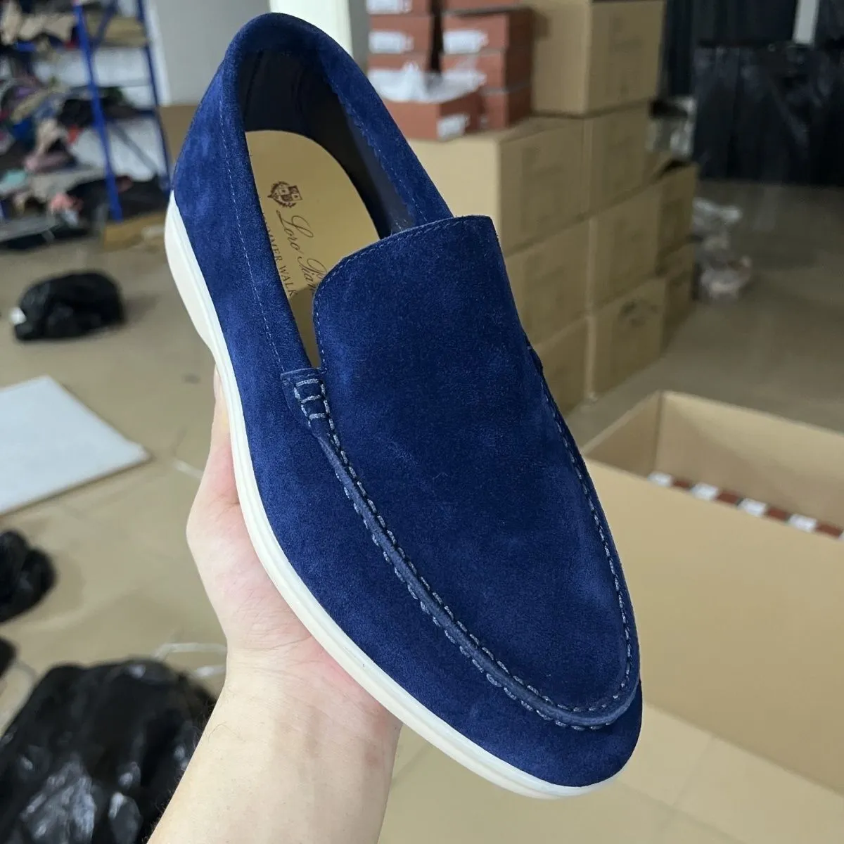 23S Loros Men Dress Dress Shoes LP Lp Suffers Summer Walk Flats Soft Sued Suede Lower Low Top Top Slip on Rubber Sole Moledmade Shoe مع Box 38-46