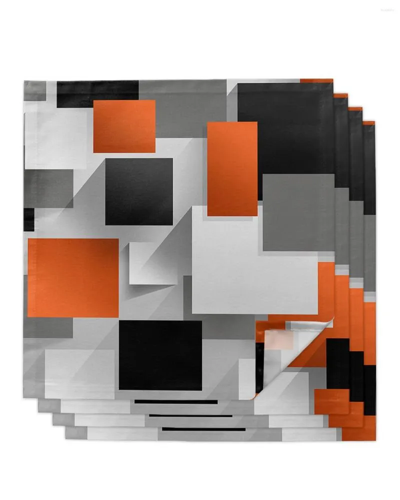 STALA STAWKA 4PCS Figurki Geometryczne Orange Grey Black Square 50cm Dekoracja ślubna Tkanina kuchenna kolacja