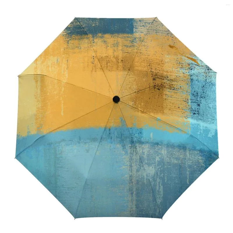 Guarda-chuvas abstrata pintura a óleo guarda-chuva geométrica de verão para viajar chuva feminina de fêmea ao ar livre totalmente automática impressa