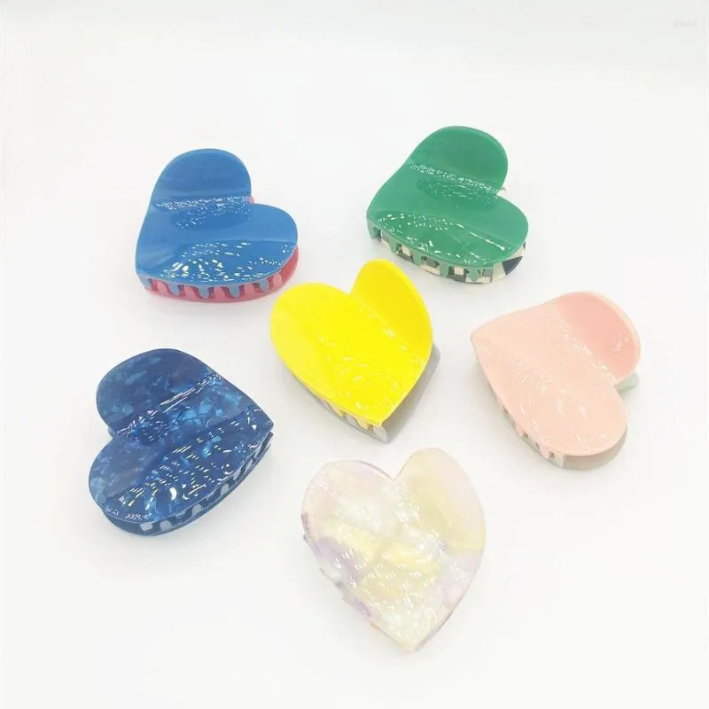 Клипсы для волос 2023 Candy Color Cute Heart Claw уксустная кислота.