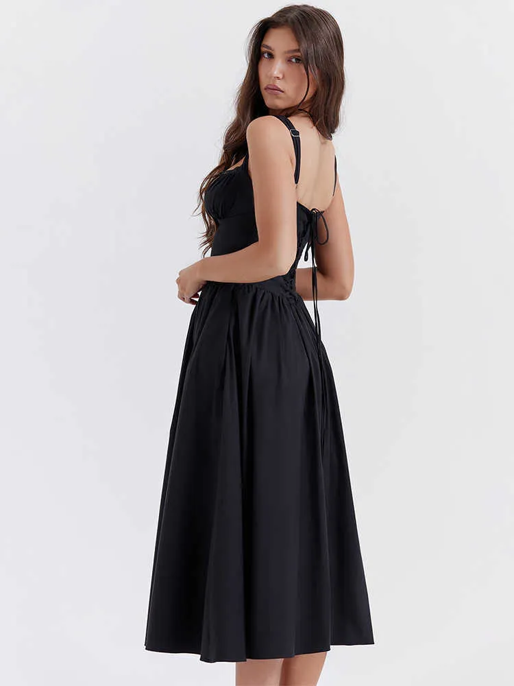 Black Sundress Summer Midi Dress for Girls with Zipper Closure and  Spaghetti Straps from Dhgate Basic & Casual Dresses - price 29.9