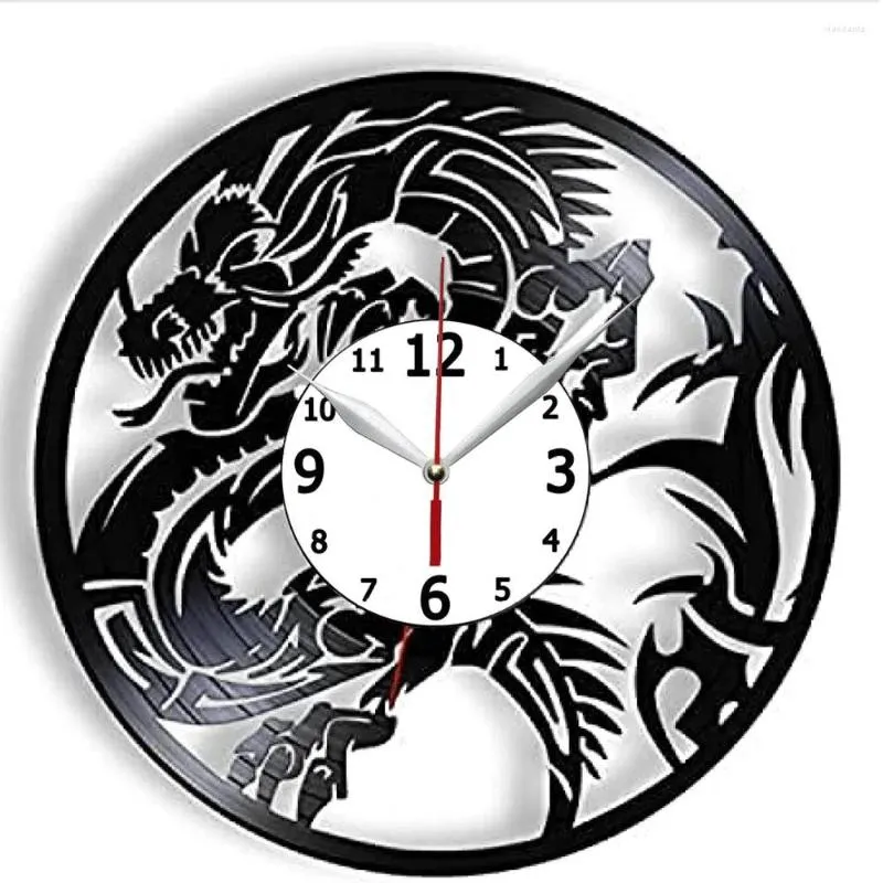 Horloges murales horloge Dragon tatouage Tribal donjon maître record magnifique Cool mal Totem adolescent décor à la maison Animal cadeau