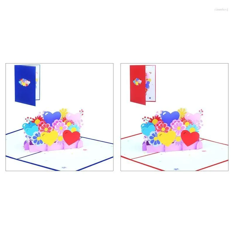 Greeting Cards 77JB 3D Valentine's Day Card Colorful Printed Flower Love Heart For Wedding Anniversary Birthday Party Invitation