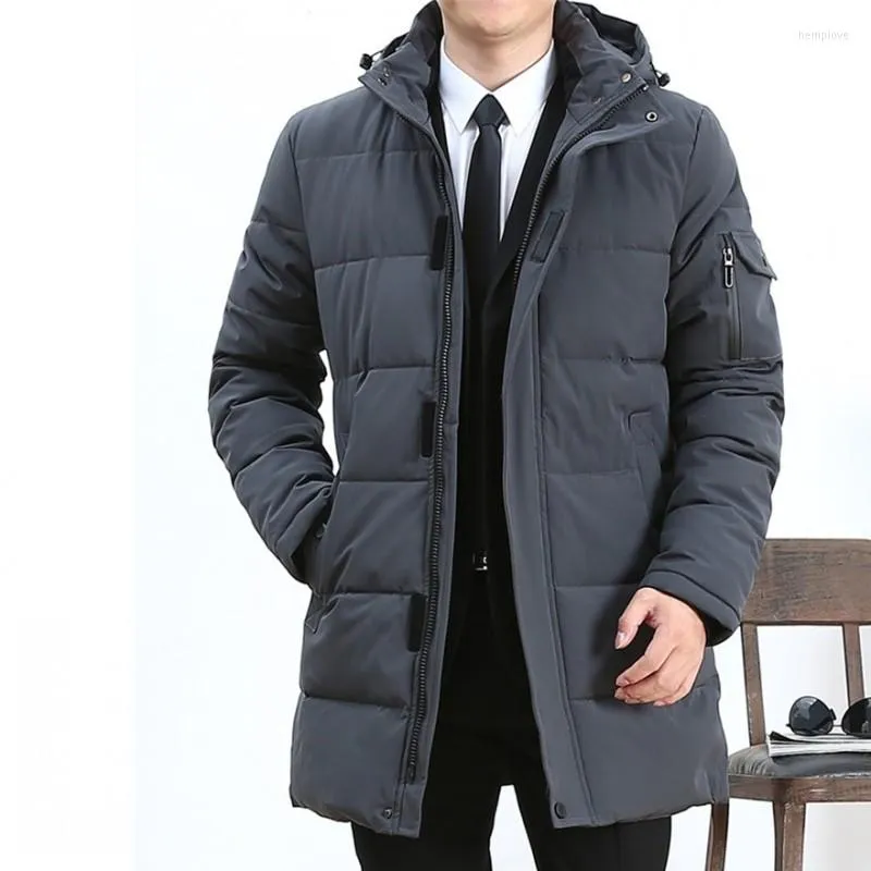 Männer Unten Business Casual Winter Männer Lange Jacke Große Größe L-6XL Verdicken Warme Parkas Mäntel Mit Kapuze Windjacke Manteau Homme hiver