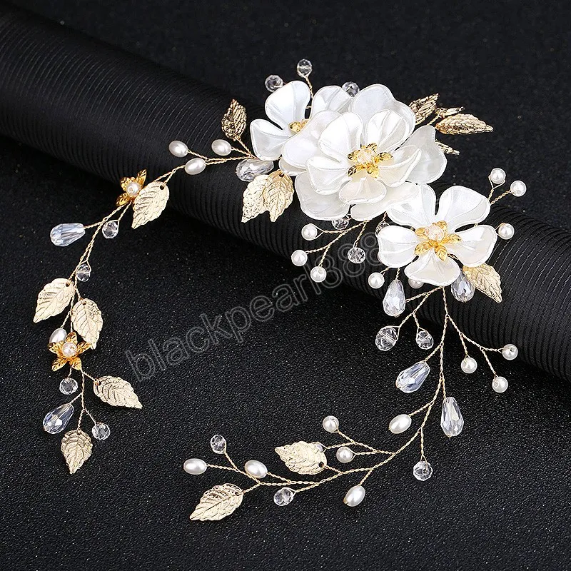 Elegant Girls Bridal Headband Imitated Pearl Hair Headdress Flower Wreath Bride Head Hoop Wedding Headbands Hair Jewelry
