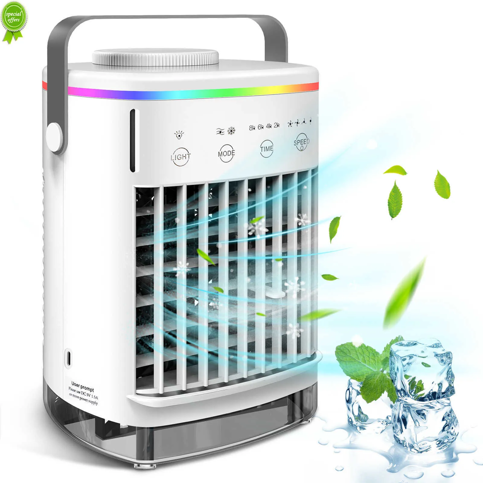 New Portable Air Conditioner Mini Fan Cooler Air Cooler USB Air Conditioning 3 Gear Speed Air Cooling Fan Humidifier for Home Office