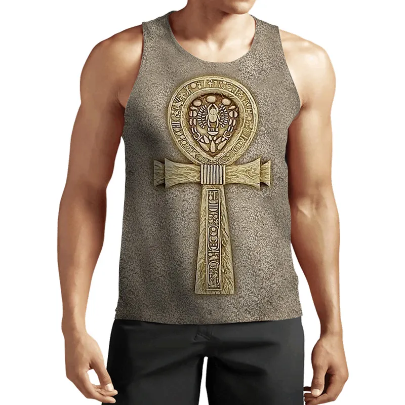 Ny 3D-tryckning Funny Summer Ancient Egyptian Farao Graphic Tank Top Fashion Men Women Tracksuits Crewneck Vest Plus Size S-6XL Harajuku002