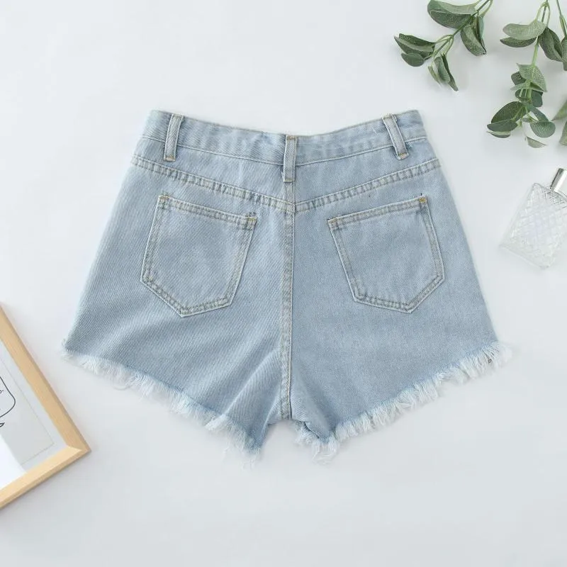 Womens Shorts 2023 Women Denim Casual Hole Frayed Ripped Jeans