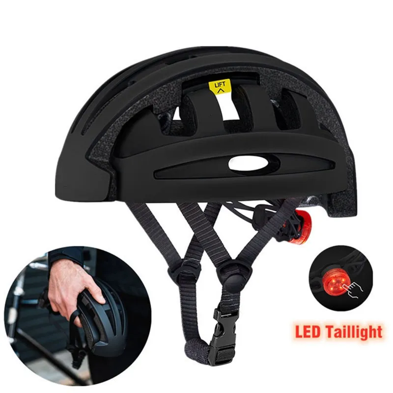 Cykelhjälmar Mens Mens Riding Helmet Portable Folding Mountain Bike Road City Cykel Lätt med bakljus 230525