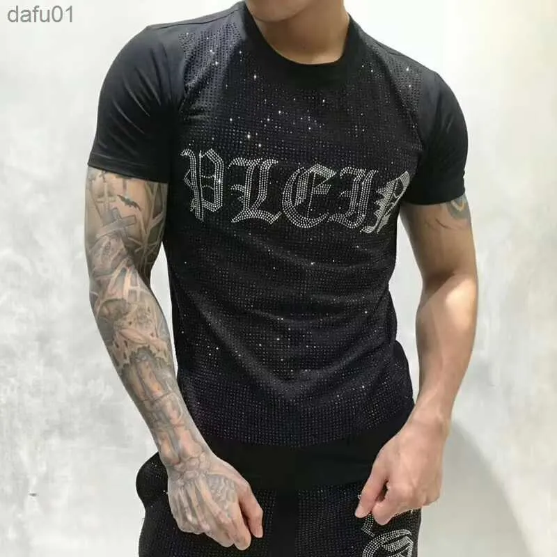 Camisetas masculinas Marca Rhinestones T-shirt Men's Casual Top Tees Moda Moda Pullover de Hip Hop Summerwear Masculino Presente Drop Size S- 3xl L230520