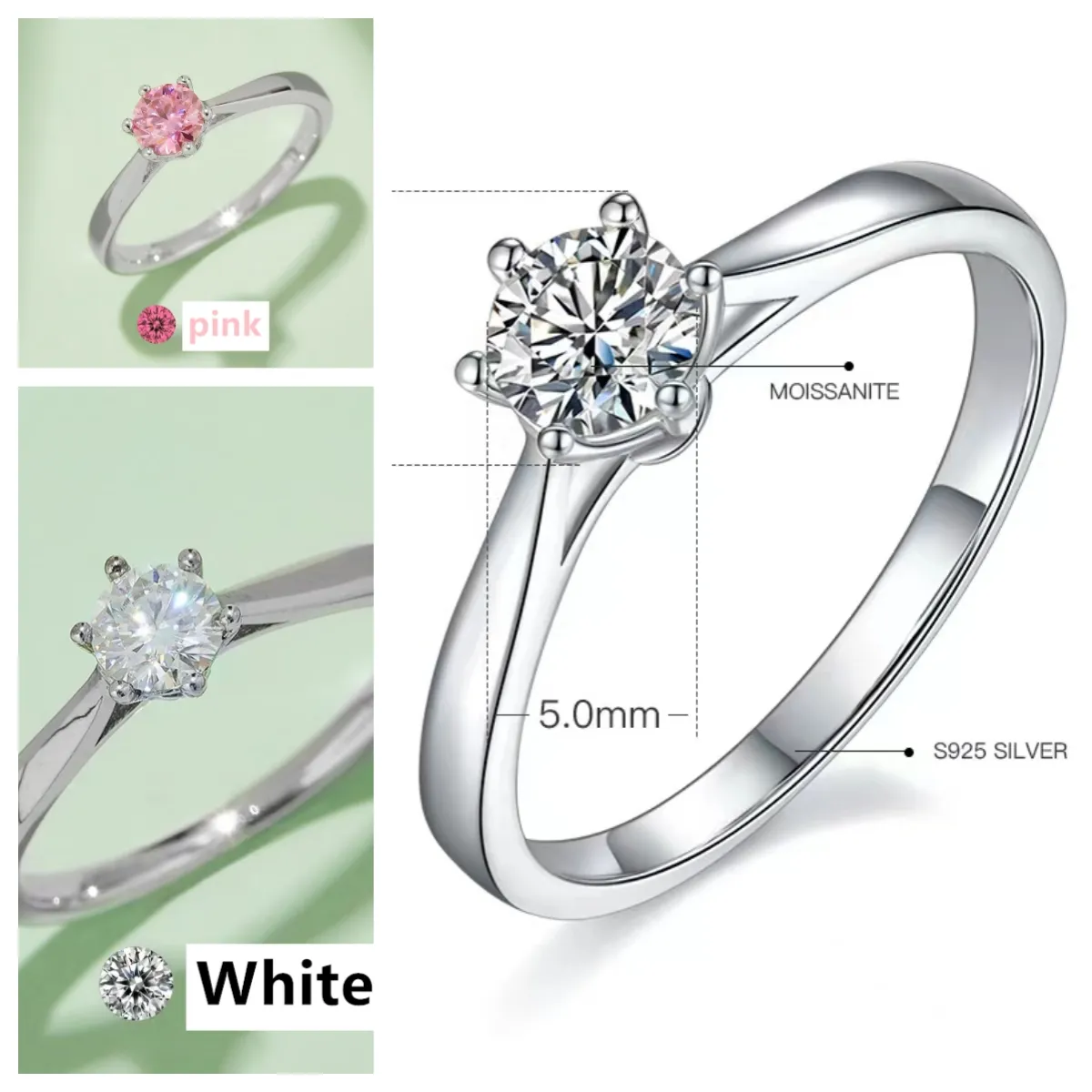 Ringe, Designer-Ring, Diamantring, Liebesring, Verlobungsringe für Frauen, Sterling-Silber-Ring, Bague-Großhandel, Ringe, Ehering-Set, Siegel-Moissanit-Ring M03F