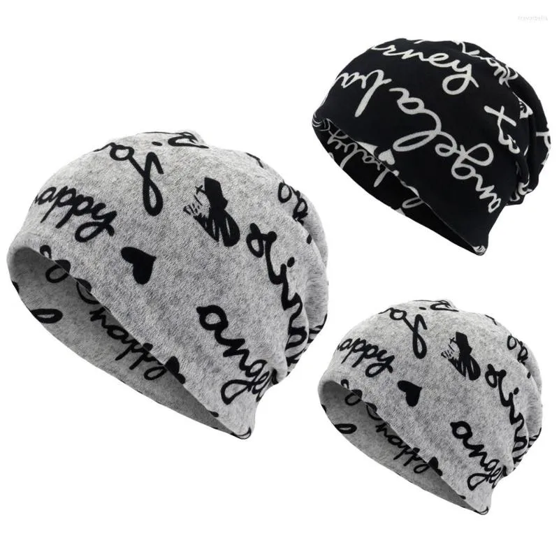 Bérets femmes chaud tricot coton lettre impression Style automne chapeau dames bonnet écharpe filles femme casquette Turban tête décoration