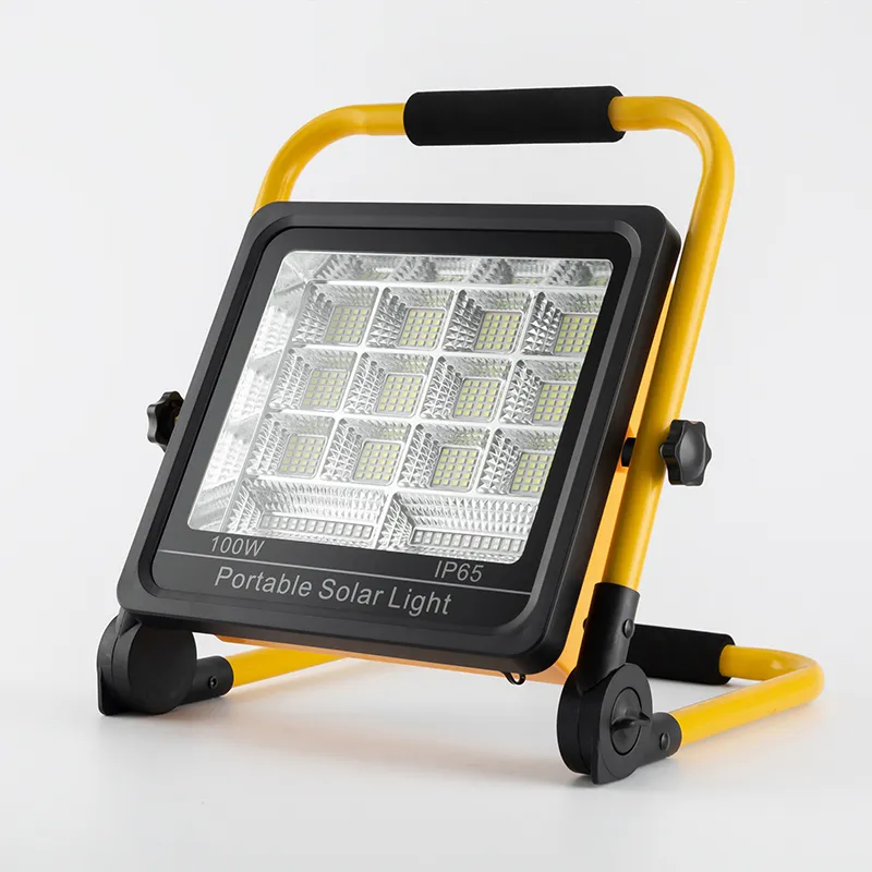 100W Solar Work Light Portable LED Reflector Spotlight USB Rechargeable Projector Floodlight SOS Emergency Camping Light Power Bank