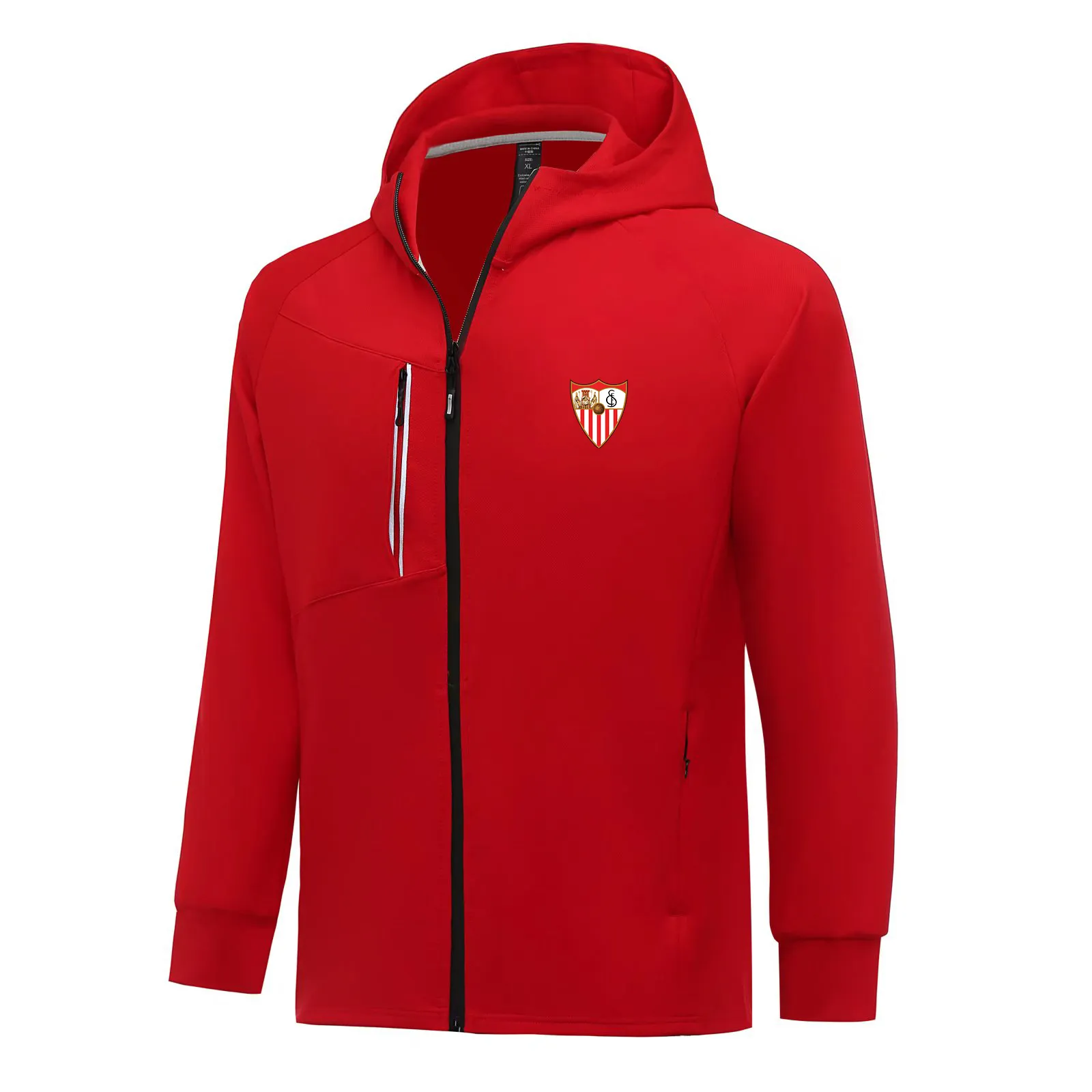 Sevilla FC Men Jackets Autumn warm coat leisure outdoor jogging hooded sweatshirt Full zipper long sleeve Casual sports jacket