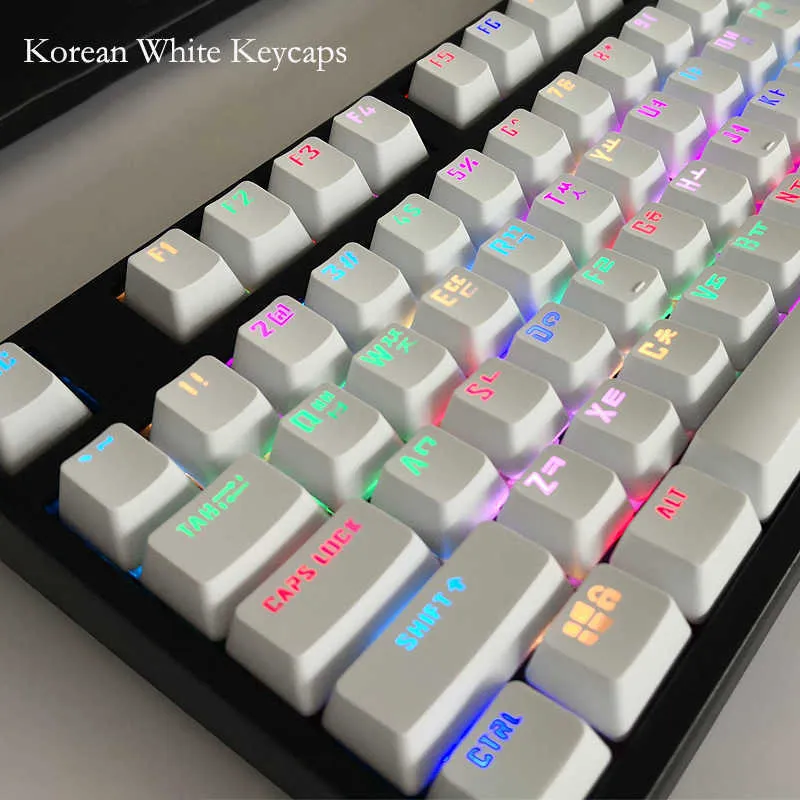 Keyboards 104 Keys Russian Korean Backlit Keycaps For Mechanical Gaming Keyboard Cherry MX Switch OEM Profile ABS Keycap Gamer Custom DIY G230525