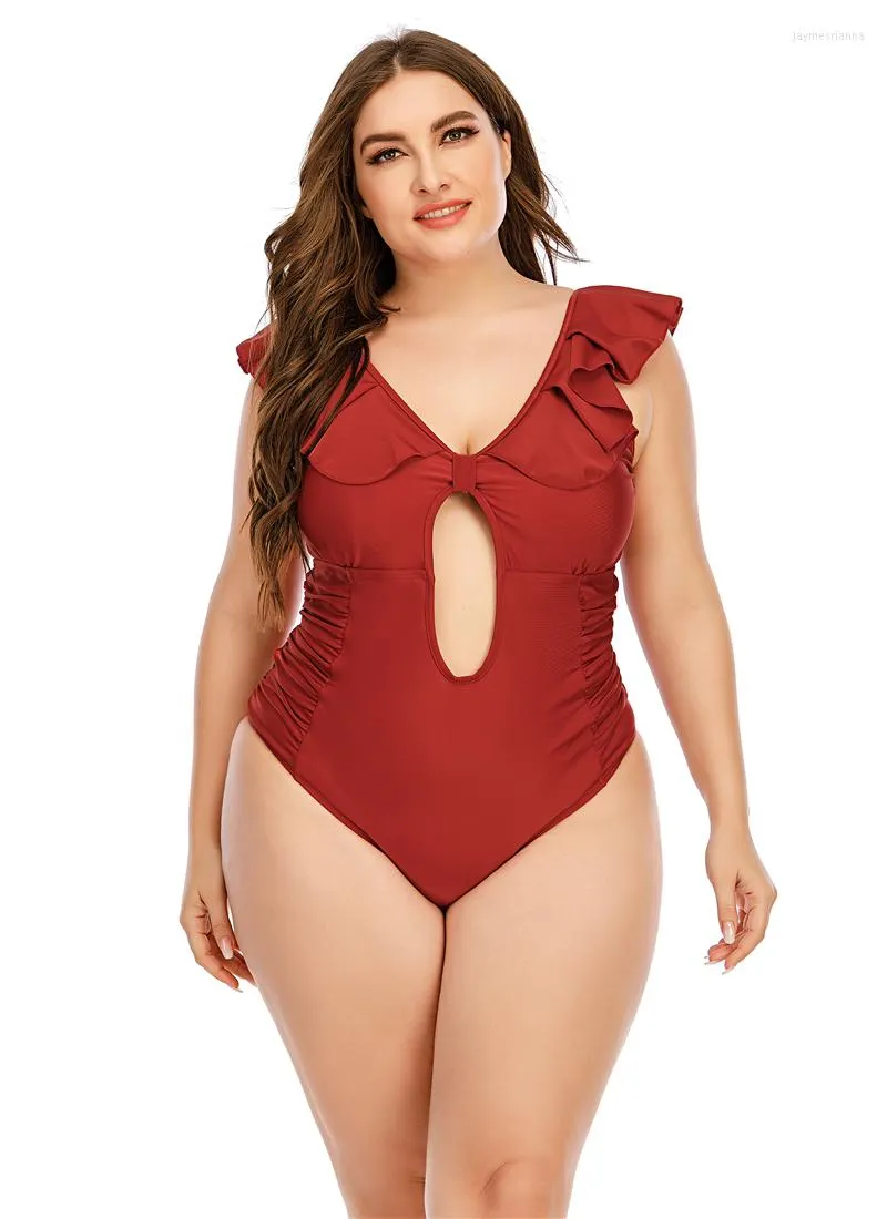 Maillots de bain pour femmes 2023 été grande taille 5XL femmes à volants une pièce maillot de bain Monokini femme natation body maillots de bain baigneur