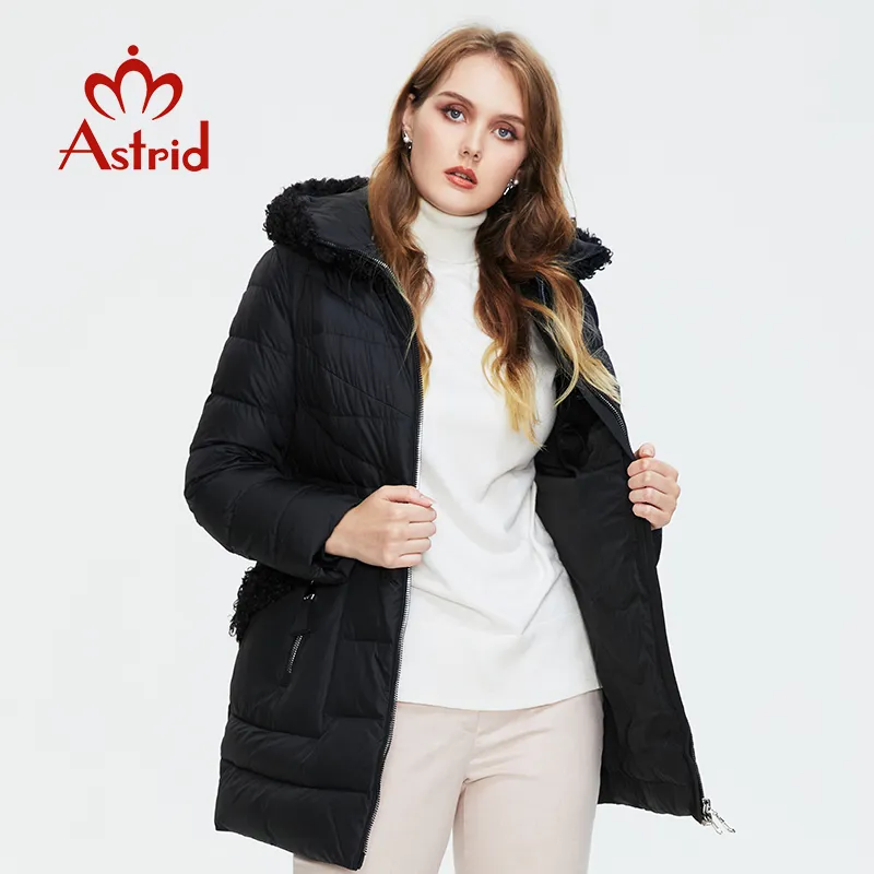 Astrid Winter Women Mid Length Coat Fur Collar Down Jacket Female
