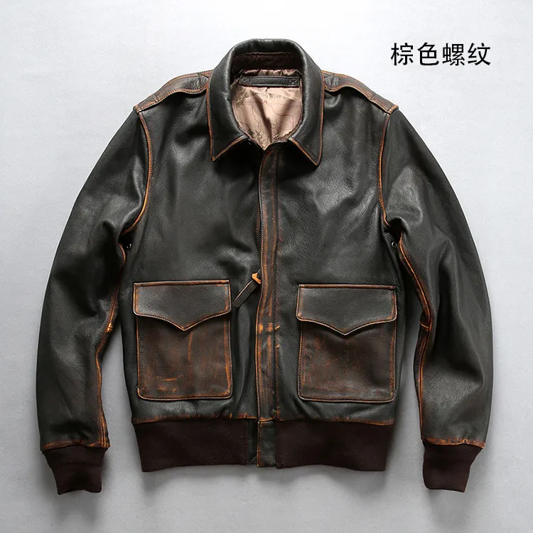 Mejor Precio En A Granel Blouson Aviateur En Cuir Hommes Veste De