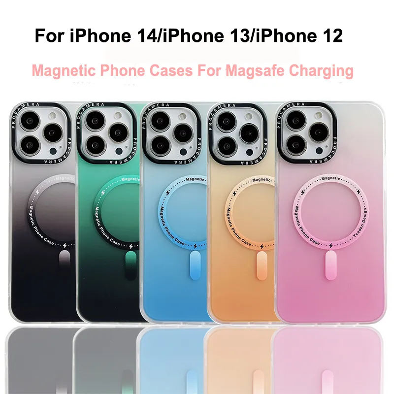Étui de luxe pour iPhone 13 14 Pro Max Magsafe, étui mat dégradé magnétique pour iPhone 12 11 ProMax, coque rigide mince antichoc 14Plus