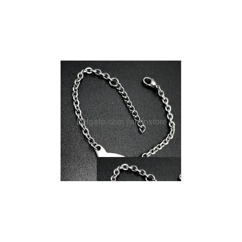 Bedelarmbanden titanium staal hart ovaal roestvrij lege blanco hanger ketting eigen gegraveerde armband voor vrouwen mannen sieraden drop levering dh2d9