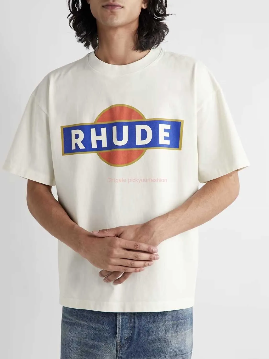Designer Fashion Clothing Tees Tshirt H8016#rhude Summer Vintage Racer  Short Sleeve T-shirt Cotton Streetwear Tops Casual Sportswear Rock Hip hop  for