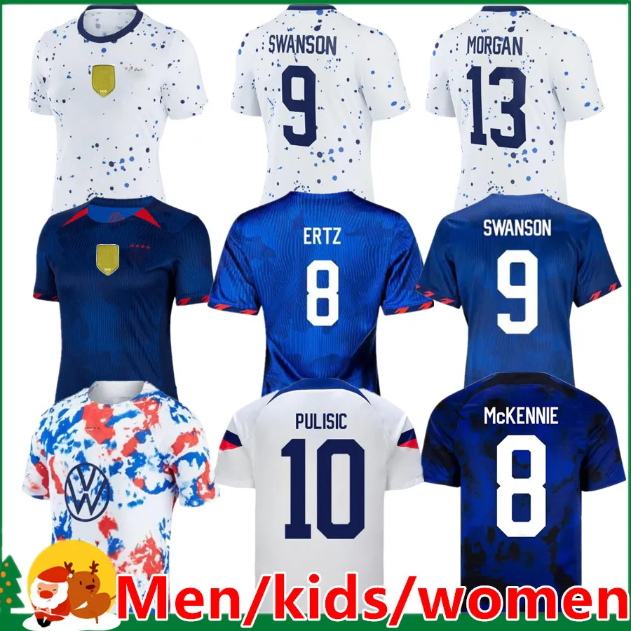 2023 Dünya Kupası Amerika Birleşik Devletleri Pulisic Futbol Formaları McKennie Reyna McKennie Weah Swanson Usas Morgan Rapinoe Gömlek Erkek Kadın / Çocuk Kiti Futbol Formaları